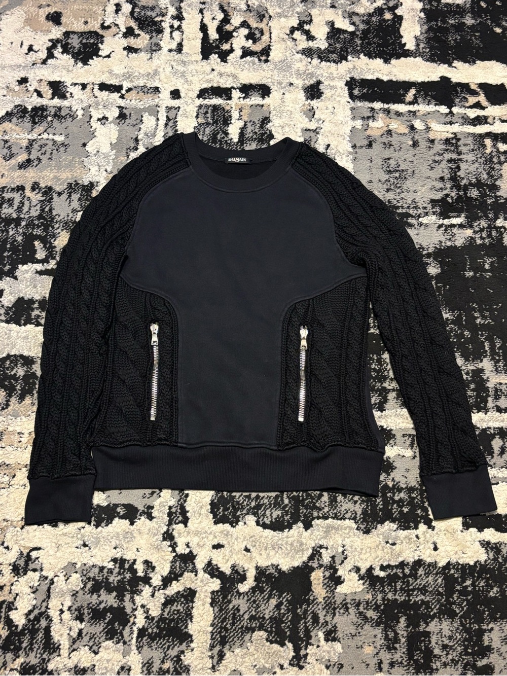 Balmain fw14 army cable-knit sweatshirt
